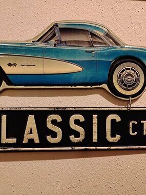 Classic Corvette metal hanging sign